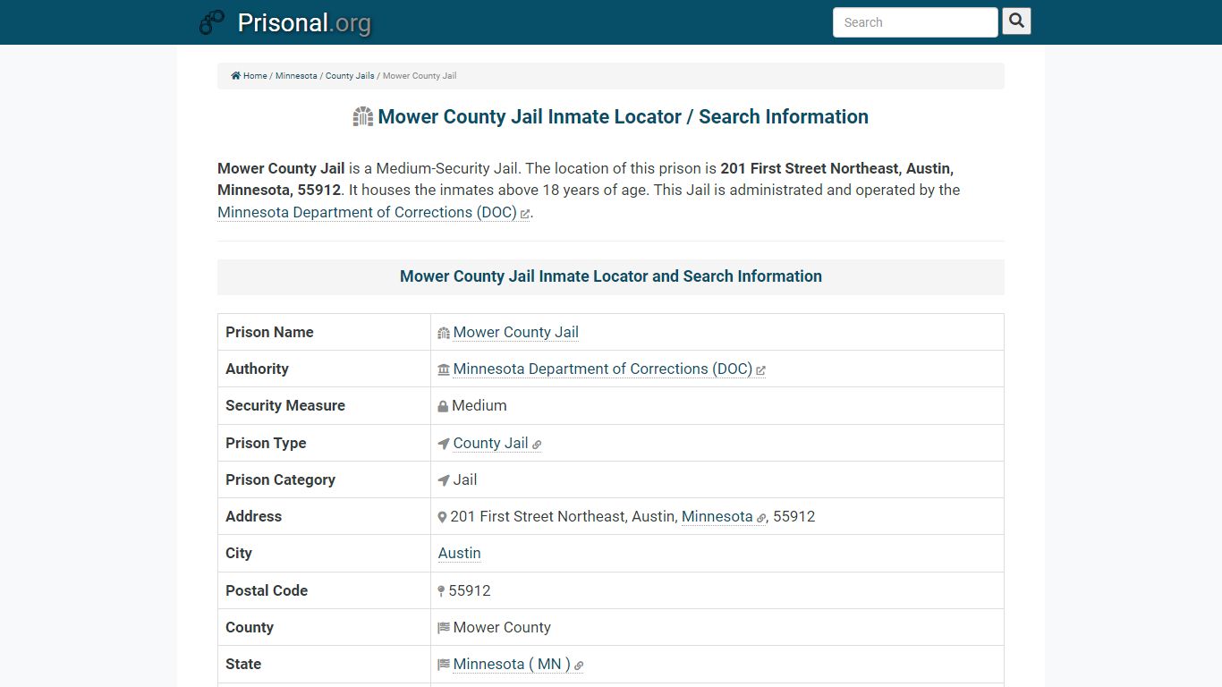 Mower County Jail-Inmate Locator/Search Info, Phone, Fax ...